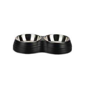 Двойная металлическая миска beeztees rimpu black